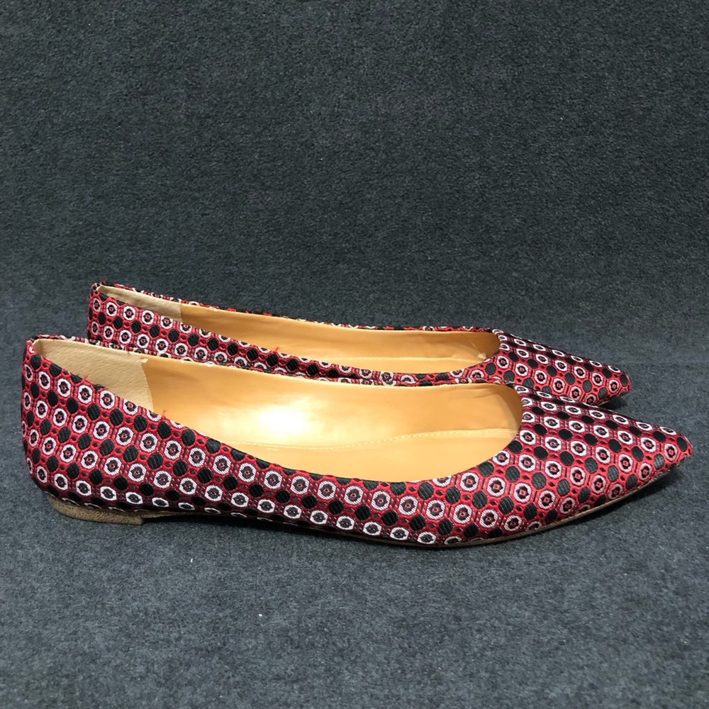 J. Crew Red and Black Geometric Flats